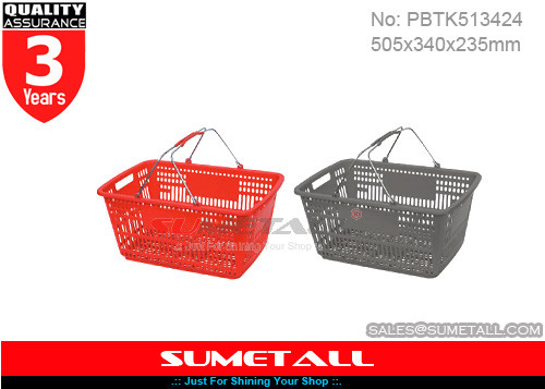 China Cestos de compras plásticos do mantimento cinzento vermelho da cor para lojas/supermercado fornecedor