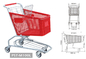 trole plástico, cesta do supermercado com rodas, cestas plásticas do trole da compra fornecedor