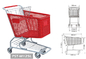 trole plástico, cesta do supermercado com rodas, cestas plásticas do trole da compra fornecedor
